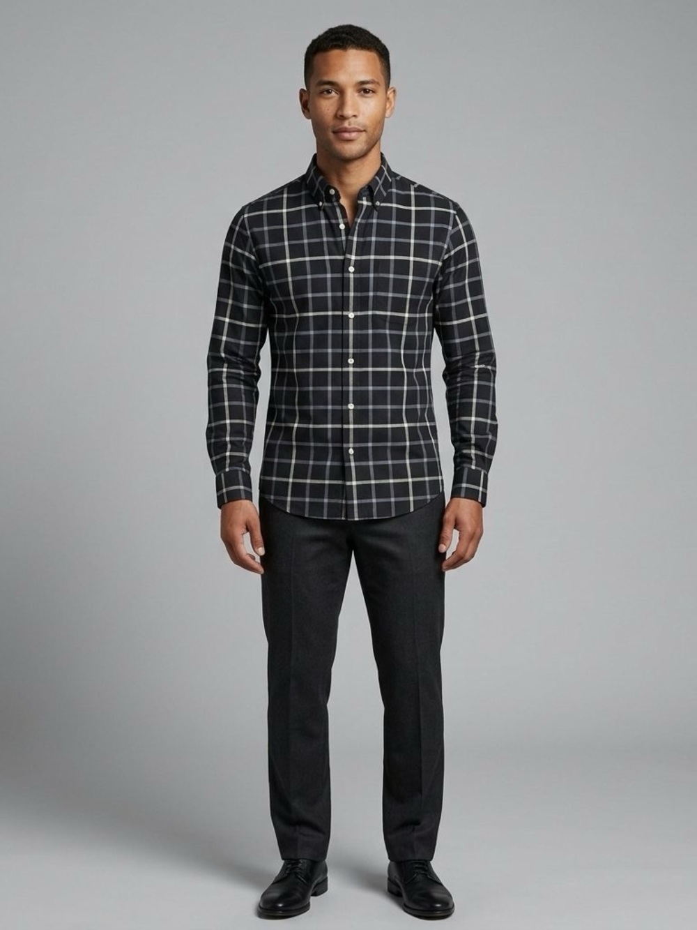 J.Crew Men's Flex Oxford Slim Fit Button Down Shirt Plaid Navy L VGUC